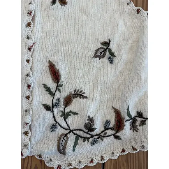 Women's Vintage Classic‎ Elements White Floral Knit Vest Cotton Blend Medium - Picture 3 of 6